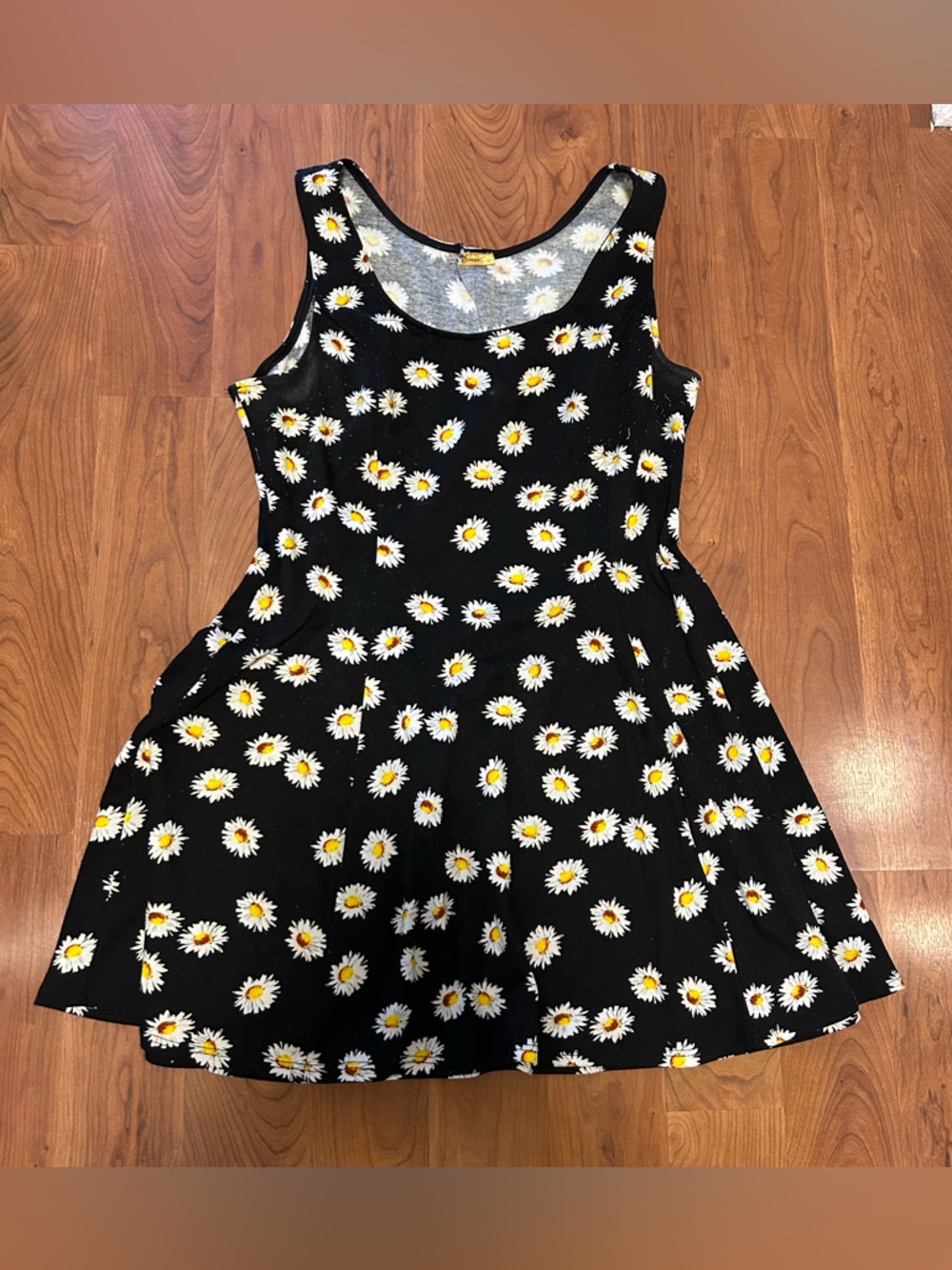 Black Daisy Print Sleeveless Dress XL